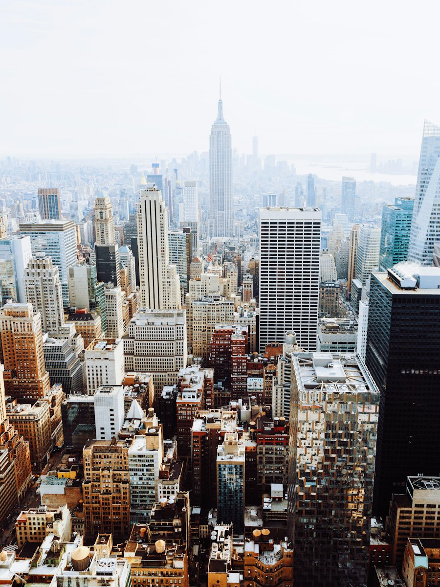Dense high-rise skyline seen from above.